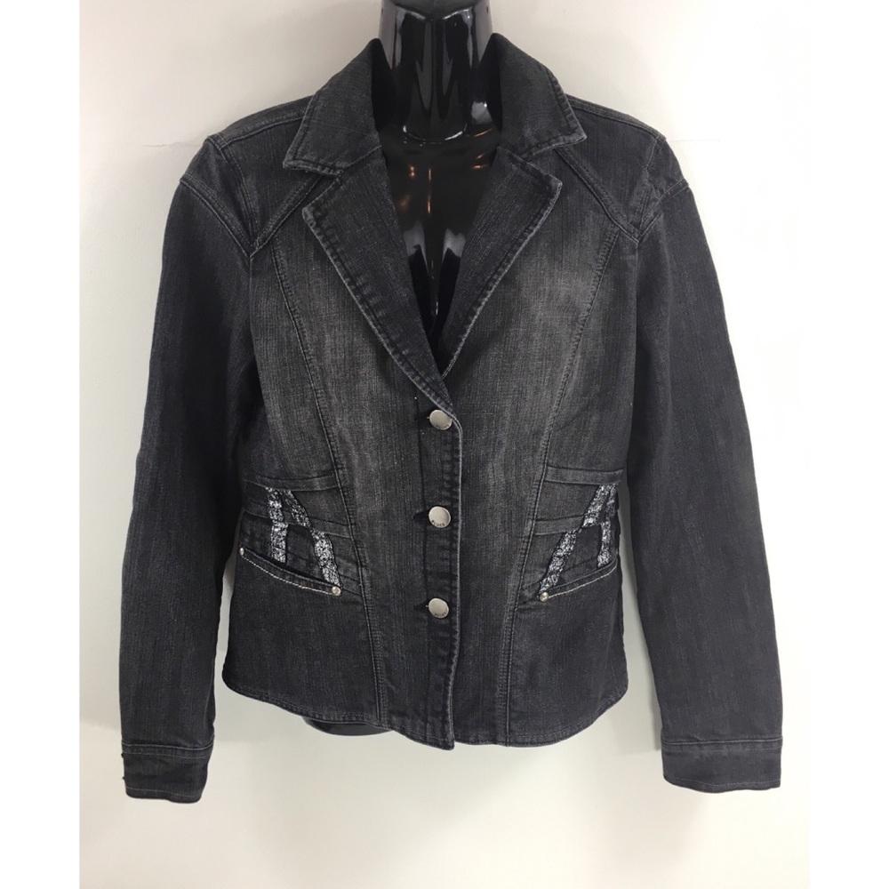 Baccini Women's Black Charcoal Jean Jacket Medium